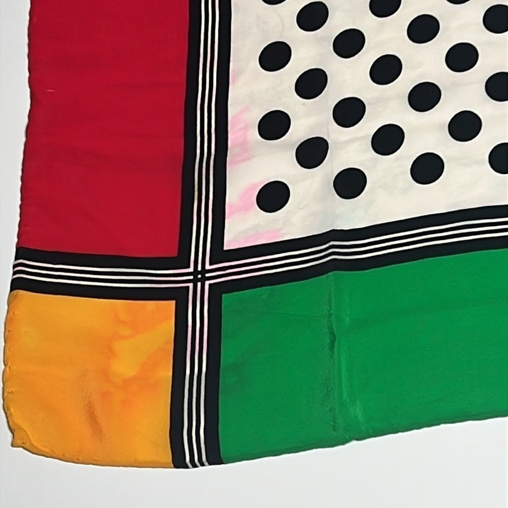 Yves Saint Laurent YSL Vintage 30” Color Block Silk Scarf with Rolled Edges - Picture 3 of 6